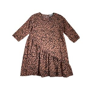 Hayden Los Angeles Womens Terracotta Black Spotted Asymmetrical Ruffle Dress M